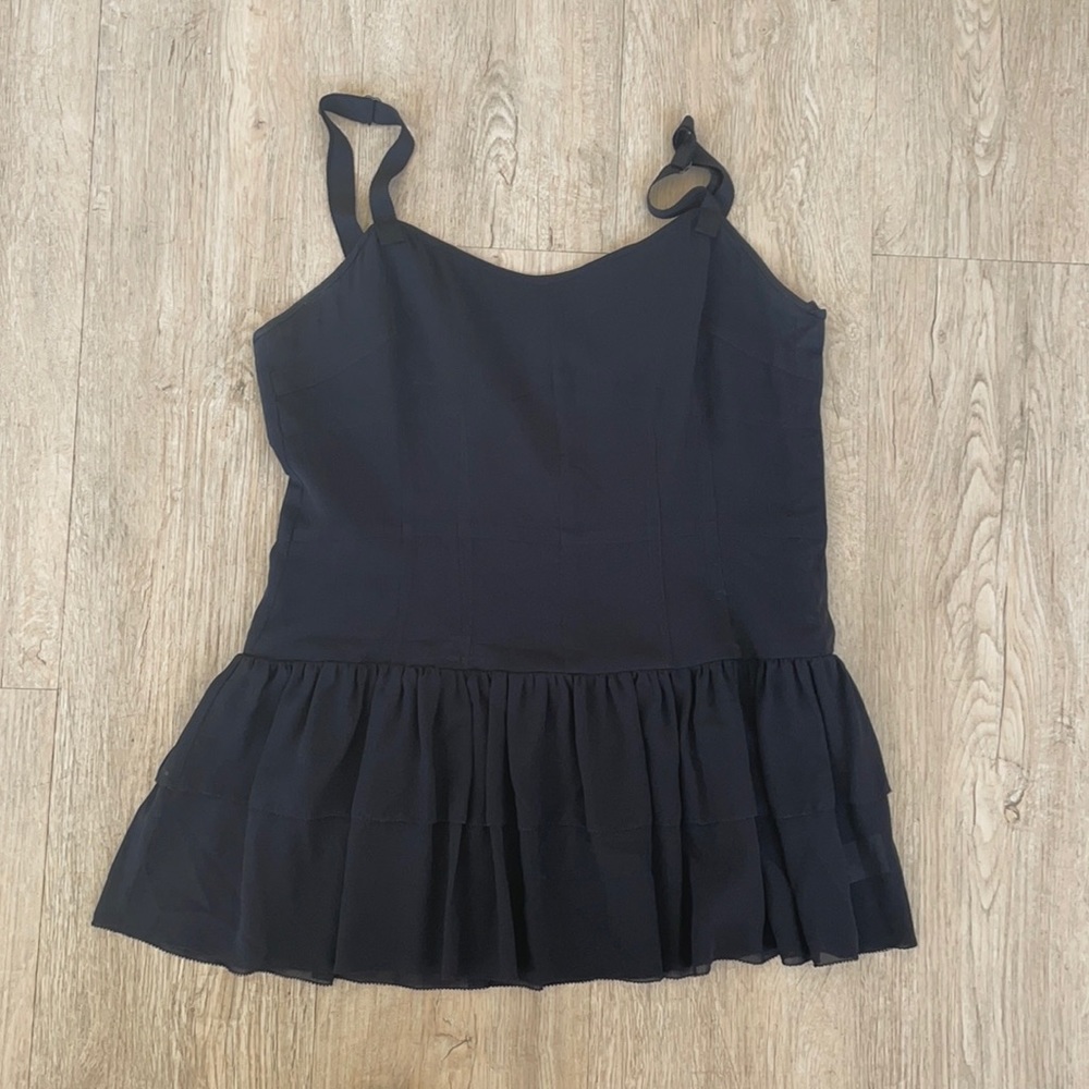 Black Peplum Chiffon Top